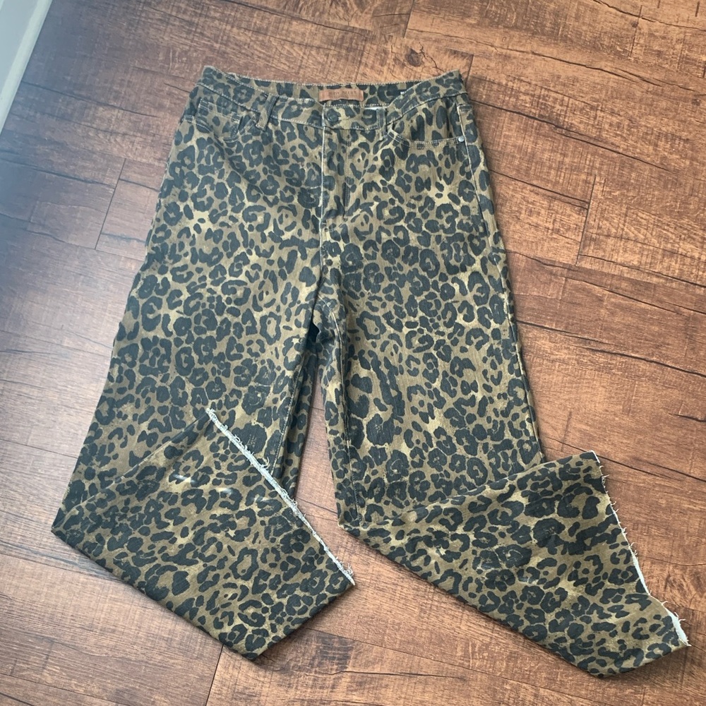 Judy Blue Leopard Print Flare Jeans